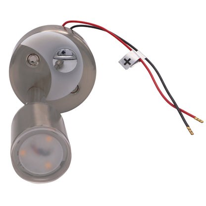 Compact 12V LED Spotlight – Brushed Aluminium Finish – With Blue Night-Light – 280 Lumen – With USB-C Port