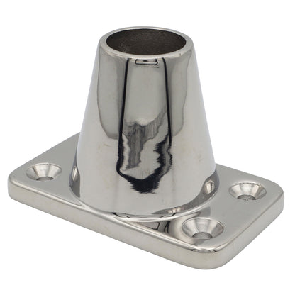Straight Stanchion Mounting Base – For 25mm Stanchions – Polished 316-Grade Stainless Steel