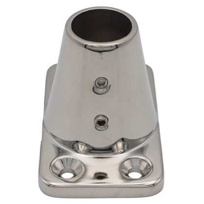 Straight Stanchion Mounting Base – For 25mm Stanchions – Polished 316-Grade Stainless Steel