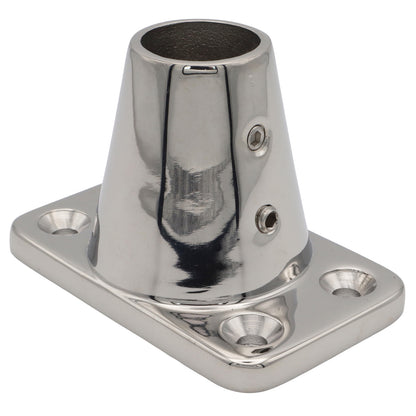 Straight Stanchion Mounting Base – For 25mm Stanchions – Polished 316-Grade Stainless Steel