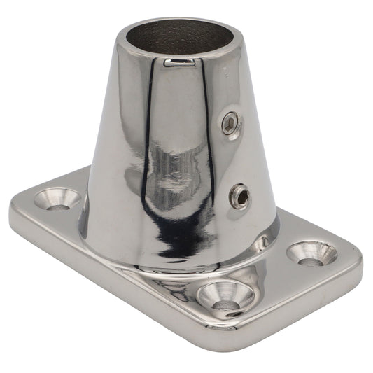 Straight Stanchion Mounting Base – For 25mm Stanchions – Polished 316-Grade Stainless Steel