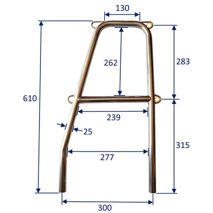 Rail Gate Stanchion – Height 610mm - 25mm Tube – 4 Eyelets – Double Stanchion For Twin Guardrails