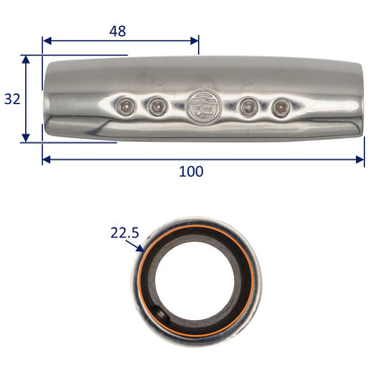 Straight Tube Connectors – To Fit 22mm and 25mm Tube - 316 Grade Stainless - Polished Finish – Double Grub Screw Fastening