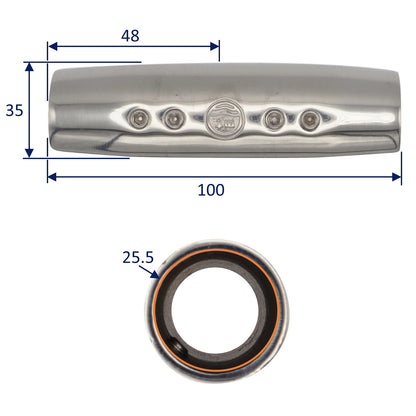 Straight Tube Connectors – To Fit 22mm and 25mm Tube - 316 Grade Stainless - Polished Finish – Double Grub Screw Fastening