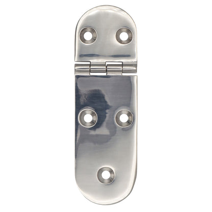Hinge 126mm x 40mm – 316 Grade Stainless Hinge With Rounded Ends And Polished Finish