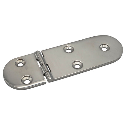 Hinge 126mm x 40mm – 316 Grade Stainless Hinge With Rounded Ends And Polished Finish