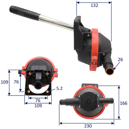 Hand Operated Bilge Pump – Thru Bulkhead Mounting – With Removable Handle & White Access Cover With Hinged Door