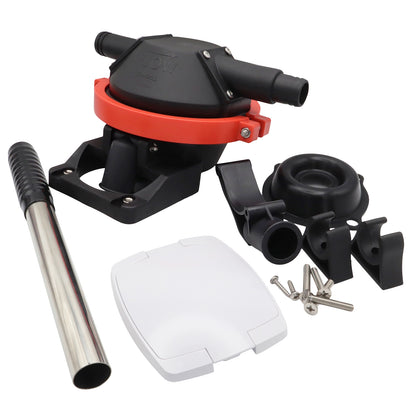 Hand Operated Bilge Pump – Thru Bulkhead Mounting – With Removable Handle & White Access Cover With Hinged Door