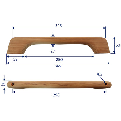 Teak Handrails Or Towel Bars – Two Sizes Available 255mm Or 365mm Overall Length