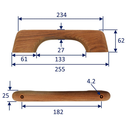 Teak Handrails Or Towel Bars – Two Sizes Available 255mm Or 365mm Overall Length