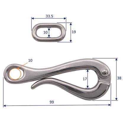 Stainless Steel Pelican Hook - 316 Grade - 100mm