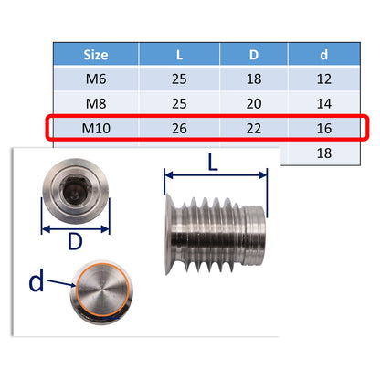 Self-Tapping Metric Blind Threaded Inserts – A4 Stainless – For Marine Use – With Hex-Drive