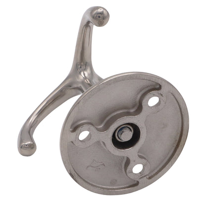 Swivelling Triple Coat Hook – A4 Stainless Steel – 50mm Diameter Round Base