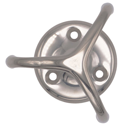 Swivelling Triple Coat Hook – A4 Stainless Steel – 50mm Diameter Round Base