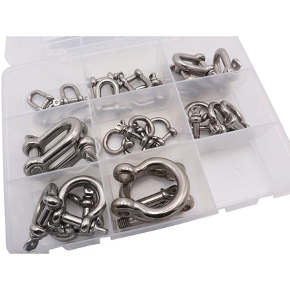 Shackle Assortment Kit – 28 Piece Set - 316 Marine Grade Stainless Steel