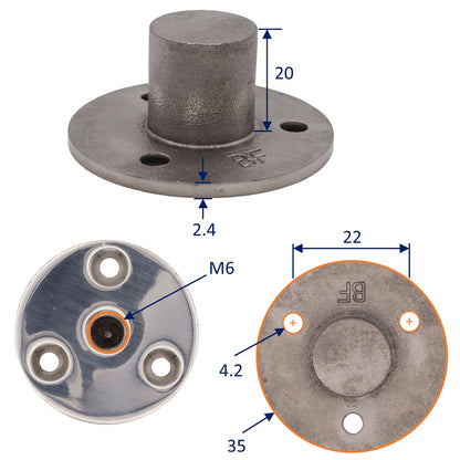 Threaded Mounting Point — Screw-Down Deck Socket - M5 / M6 / M8 / M10 - 316 Stainless Steel