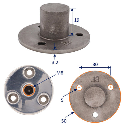 Threaded Mounting Point — Screw-Down Deck Socket - M5 / M6 / M8 / M10 - 316 Stainless Steel