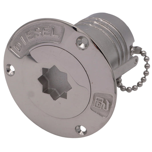 Diesel Deck Filler - 50mm – AISI 316 Stainless Steel