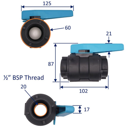 TruDesign Seacock Composite Ball Valve – BSP Thread – Corrosion Resistant – Pressure Tested