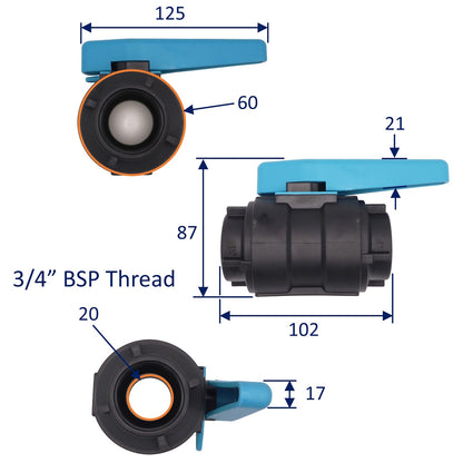 TruDesign Seacock Composite Ball Valve – BSP Thread – Corrosion Resistant – Pressure Tested