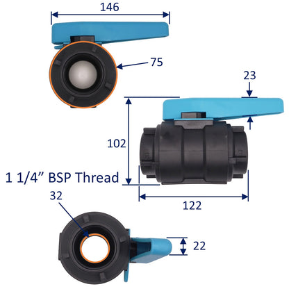 TruDesign Seacock Composite Ball Valve – BSP Thread – Corrosion Resistant – Pressure Tested