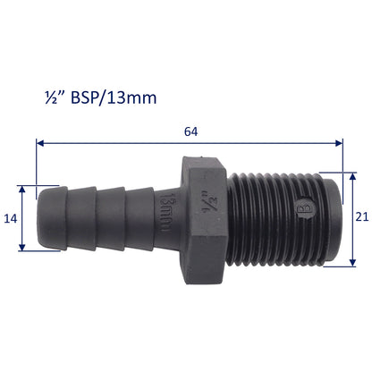 TruDesign – Hose Tails With BSP Male Thread – Straight - Black