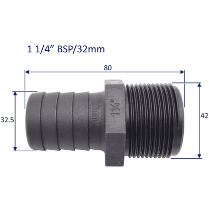 TruDesign – Hose Tails With BSP Male Thread – Straight - Black