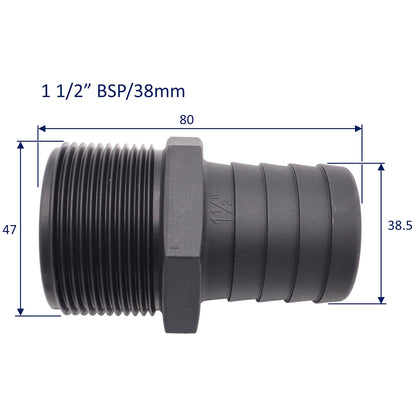 TruDesign – Hose Tails With BSP Male Thread – Straight - Black