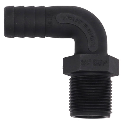 TruDesign Hose Tail - Male BSP Thread – 90 Degree Angle – Black