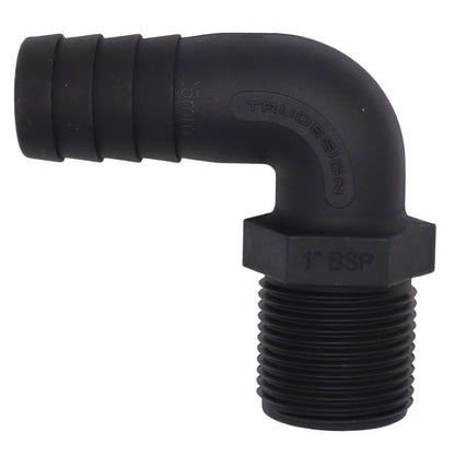 TruDesign Hose Tail - Male BSP Thread – 90 Degree Angle – Black