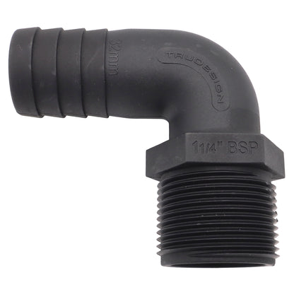 TruDesign Hose Tail - Male BSP Thread – 90 Degree Angle – Black