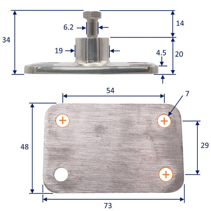 Bimini Mounting Point For Vertical Surfaces – 316-Grade Stainless Steel