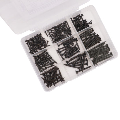 Countersunk Head Self-Tapping Screws Assortment Kit – 210 Piece Set - 316 Black Marine Grade Stainless Steel – Torx Drive