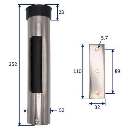 Removable Rod Holder – 45mm Internal Diameter - 316 Marine Grade Stainless Steel