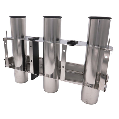 Bulkhead Mount Fishing Rod Holder – 3 Rods – Stainless Steel – Stores Your Fishing Rods Upright