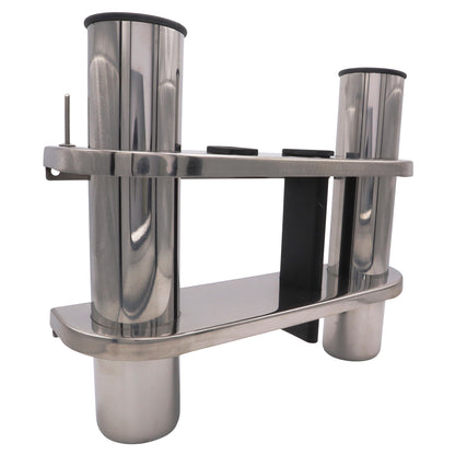 Bulkhead Mount Rod Holder – 2 Rods – Stainless Steel – Store 2 Rods Upright Against A Bulkhead