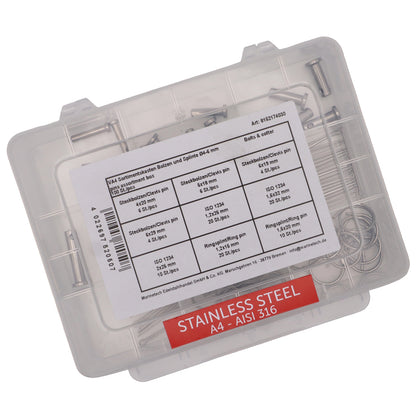 Clevis Pins - Split Pins - Ring Pins Assortment Kit – 100 Piece Set - A4 Stainless Steel