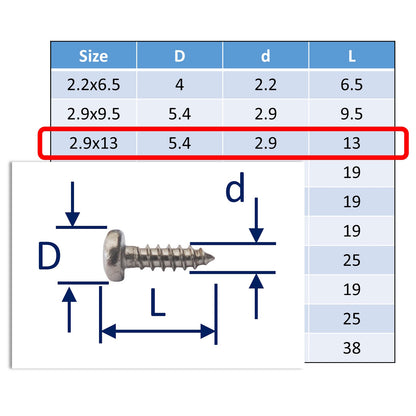 A4 Stainless Steel Self Tapping Screws - Posi Pan Head - Marine Grade