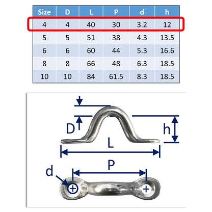 Wire Eye Straps - Available in 5mm, 6mm, 8mm & 10mm - Made From 316-Grade Stainless Steel