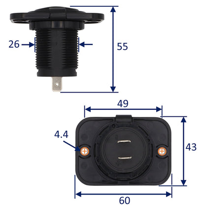 Marine Waterproof USB Socket – Standard USB-A And Micro USB-C Sockets – Blue Illumination