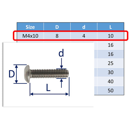 A4 Stainless Steel Button Socket-Head Screws – Marine Grade Stainless Steel