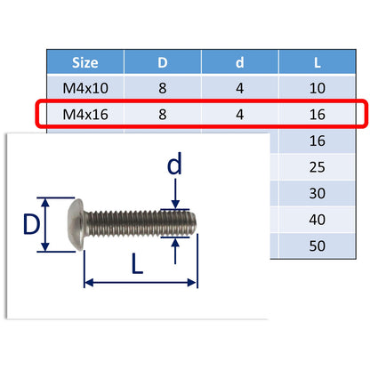 A4 Stainless Steel Button Socket-Head Screws – Marine Grade Stainless Steel