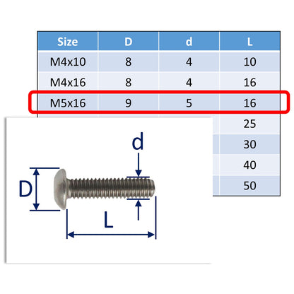 A4 Stainless Steel Button Socket-Head Screws – Marine Grade Stainless Steel