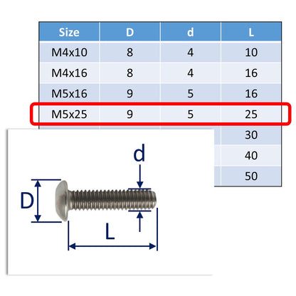 A4 Stainless Steel Button Socket-Head Screws – Marine Grade Stainless Steel