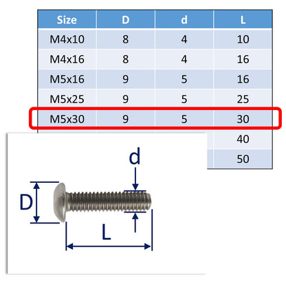 A4 Stainless Steel Button Socket-Head Screws – Marine Grade Stainless Steel