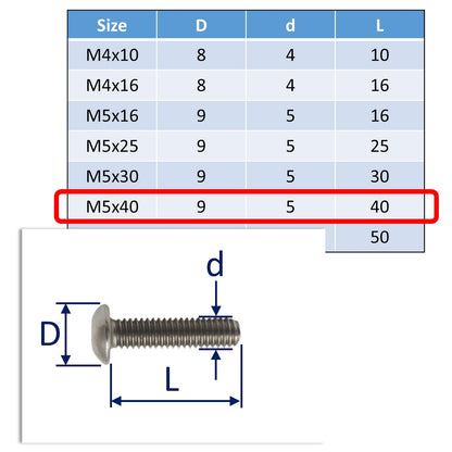 A4 Stainless Steel Button Socket-Head Screws – Marine Grade Stainless Steel