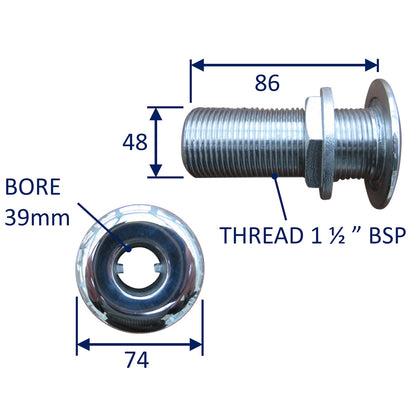 Boat Hull Skin Fitting, Pipe Inlet / Outlet 316 Stainless Steel