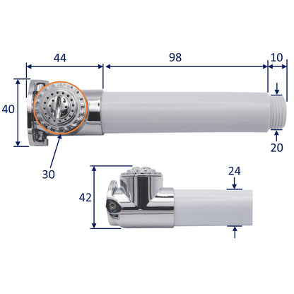 Replacement Osculati Handheld Shower Head – Push Button Action – Mizar Range – With Chrome Plated Brass Head Fitting & Plastic Body