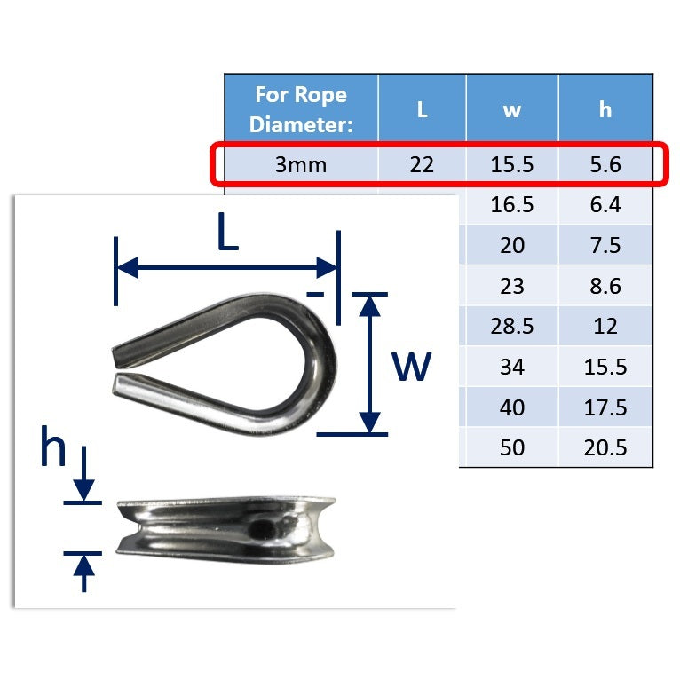 Stainless Steel Wire Rope Thimbles, Made From 316 Stainless - Boat Fittings