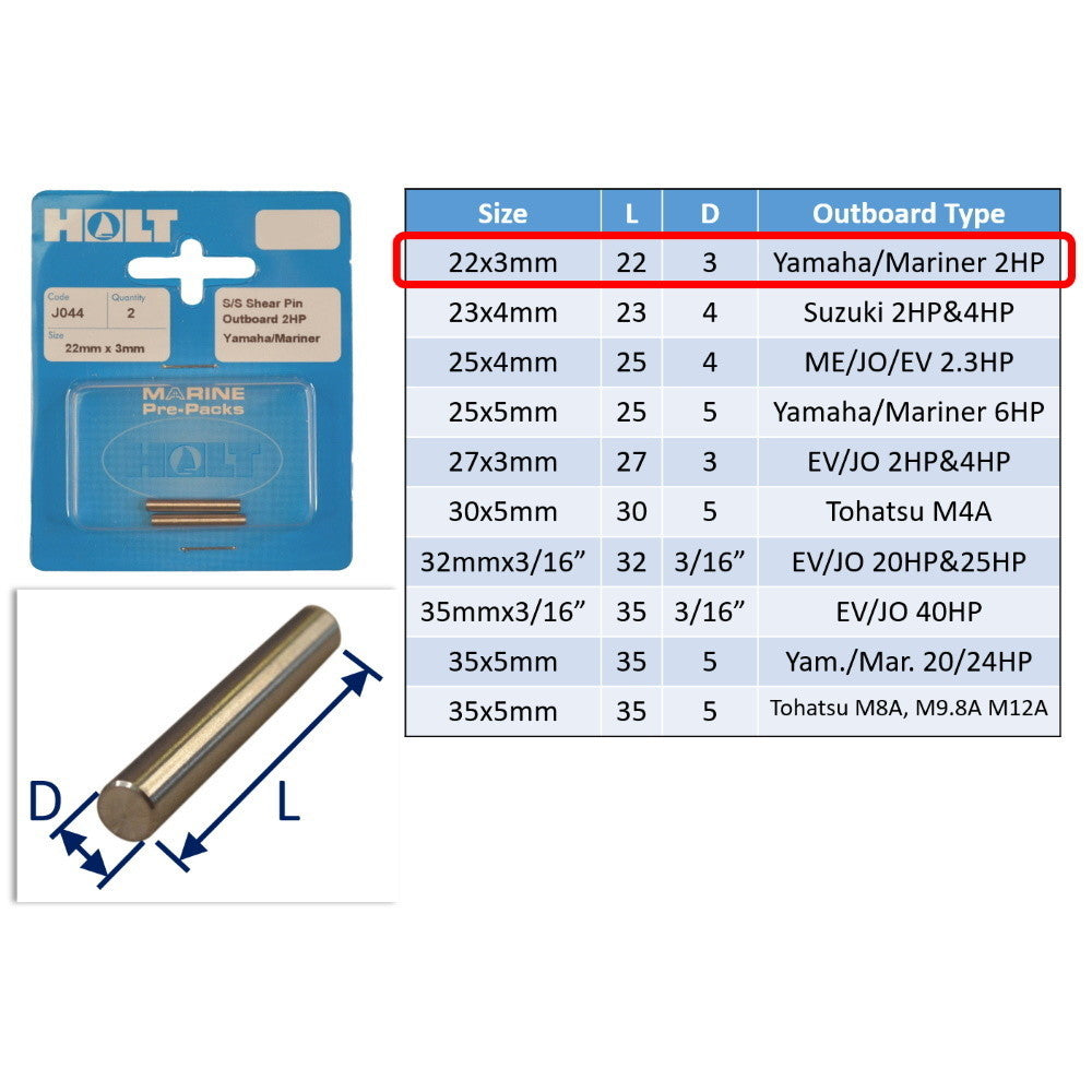 Body Shear Pin Outboard Shear Pin / Propellor Shear Pins / Outboard Motor Shear Pin ...